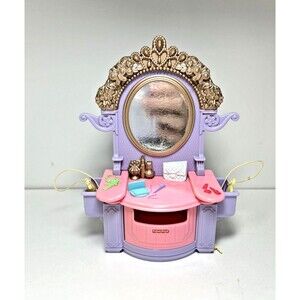Fisher-Price Loving Family Purple & Pink Bedroom Vanity Dollhouse Dresser